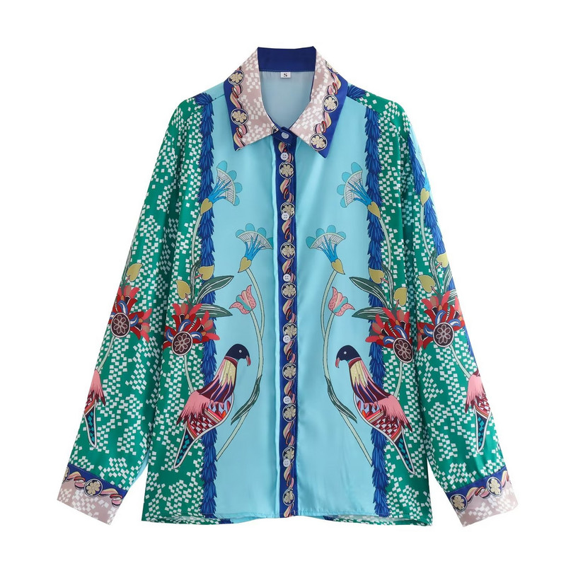 Pokiha Nova modna ženska bluza s vintage patchwork printom Ženska šik kimono košulja Blusas Topovi Ležerni kompleti hlača iz dva dijela