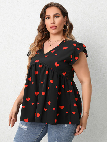 Γυναικεία μπλουζάκια Finjani Plus Size Summer Casual Μπλούζα με στάμπα με κόκκινη καρδιά 2022 Fashion Tee Loose and Breathable Γυναικεία τοπ