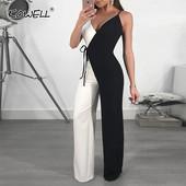 Karštas išpardavimas seksualus kombinezonas su giliu kaklu, moteriškas, plačių kojų kombinezonas, vasarinis gatvės apranga moteriškas kombinezonas be rankovių.