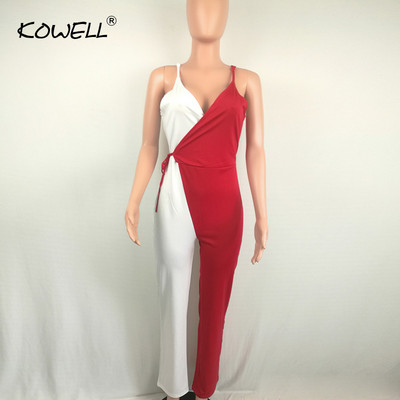 Karštas išpardavimas seksualus kombinezonas su giliu kaklu, moteriškas, plačių kojų kombinezonas, vasarinis gatvės apranga moteriškas kombinezonas be rankovių.