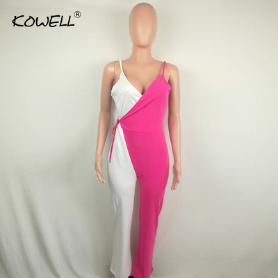 Karštas išpardavimas seksualus kombinezonas su giliu kaklu, moteriškas, plačių kojų kombinezonas, vasarinis gatvės apranga moteriškas kombinezonas be rankovių.