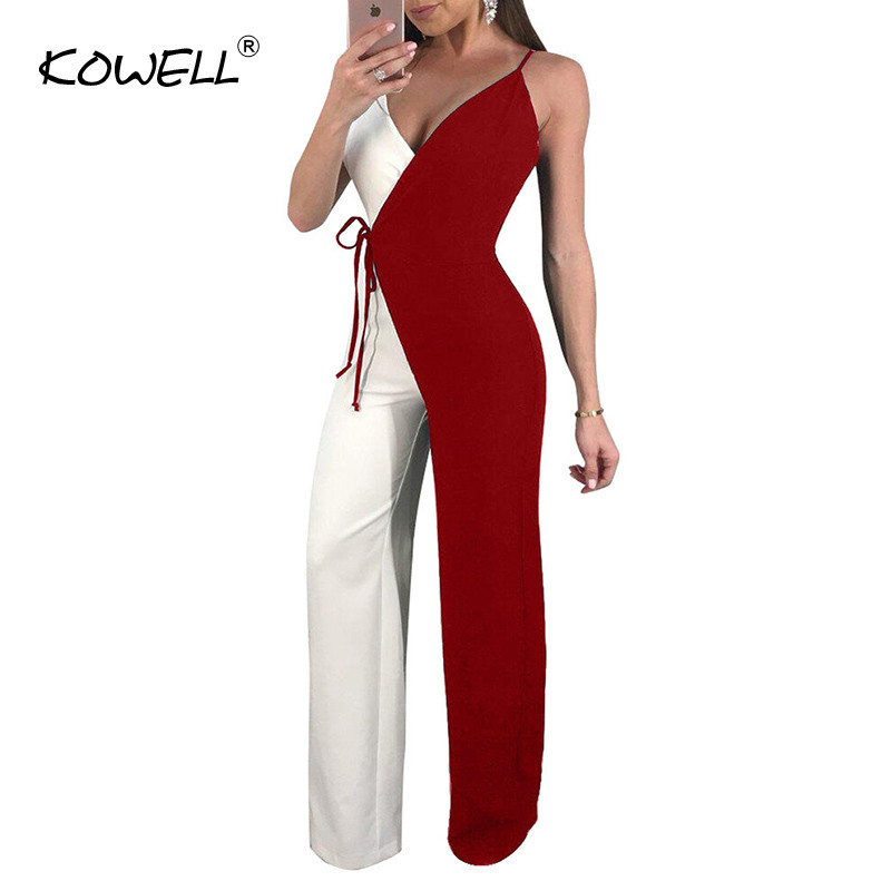 Karštas išpardavimas seksualus kombinezonas su giliu kaklu, moteriškas, plačių kojų kombinezonas, vasarinis gatvės apranga moteriškas kombinezonas be rankovių.