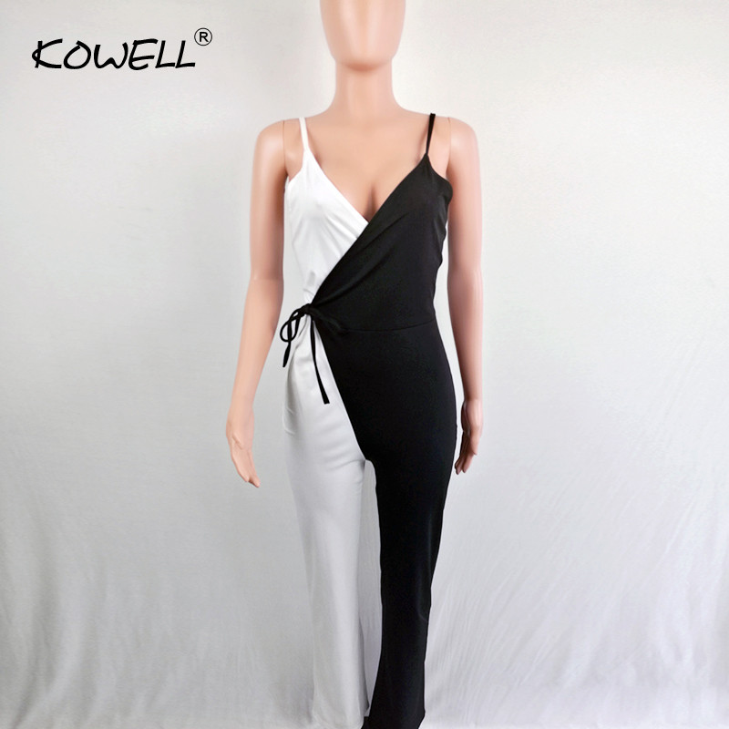 Karštas išpardavimas seksualus kombinezonas su giliu kaklu, moteriškas, plačių kojų kombinezonas, vasarinis gatvės apranga moteriškas kombinezonas be rankovių.