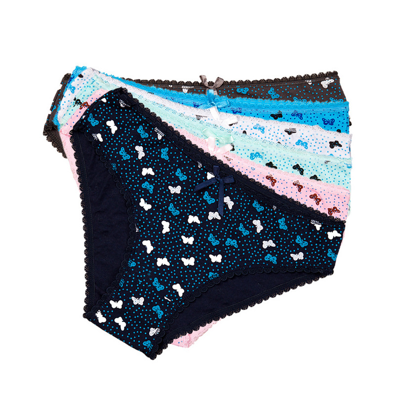 3 vnt/komplektas Moteriškos kelnaitės Medvilninės moteriškos apatinės kelnaitės Seksualios nėriniuotos kelnaitės su drugelių raštu dryžuotas didelio dydžio apatinis trikotažas M-XXL FUNCILAC