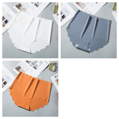 3 τεμ/σετ Παντελόνια χωρίς ραφές Γυναικεία εσώρουχα από μεταξωτό πάγο Αόρατα σλιπ γυναικεία σώβρακα Ψηλόμεση εσώρουχα M-XXL