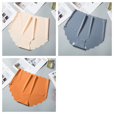 3 τεμ/σετ Παντελόνια χωρίς ραφές Γυναικεία εσώρουχα από μεταξωτό πάγο Αόρατα σλιπ γυναικεία σώβρακα Ψηλόμεση εσώρουχα M-XXL