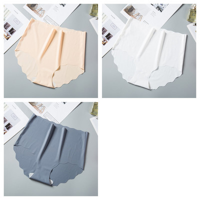 3 τεμ/σετ Παντελόνια χωρίς ραφές Γυναικεία εσώρουχα από μεταξωτό πάγο Αόρατα σλιπ γυναικεία σώβρακα Ψηλόμεση εσώρουχα M-XXL