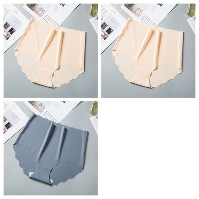 3 τεμ/σετ Παντελόνια χωρίς ραφές Γυναικεία εσώρουχα από μεταξωτό πάγο Αόρατα σλιπ γυναικεία σώβρακα Ψηλόμεση εσώρουχα M-XXL