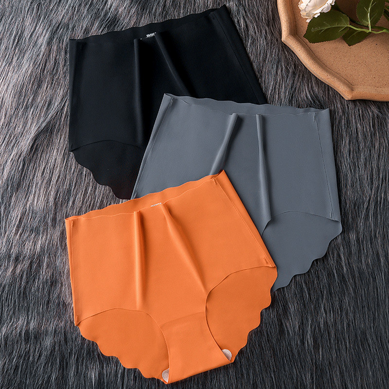 3 τεμ/σετ Παντελόνια χωρίς ραφές Γυναικεία εσώρουχα από μεταξωτό πάγο Αόρατα σλιπ γυναικεία σώβρακα Ψηλόμεση εσώρουχα M-XXL