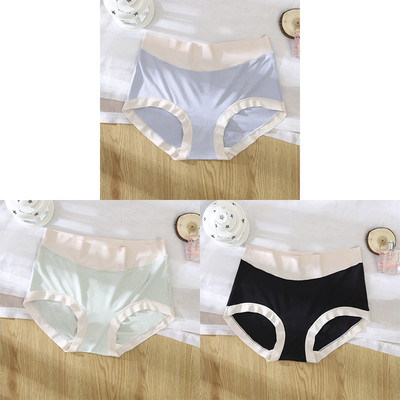 3kom/pak. Seksi žensko donje rublje od ledene svile u kontrastu boja Bešavne ženske gaćice Donje gaće Ženske gaćice visokog struka Ženske gaćice