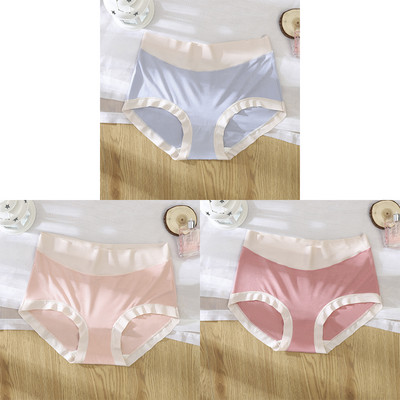 3kom/pak. Seksi žensko donje rublje od ledene svile u kontrastu boja Bešavne ženske gaćice Donje gaće Ženske gaćice visokog struka Ženske gaćice