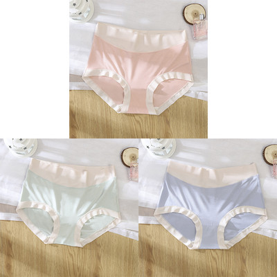 3kom/pak. Seksi žensko donje rublje od ledene svile u kontrastu boja Bešavne ženske gaćice Donje gaće Ženske gaćice visokog struka Ženske gaćice