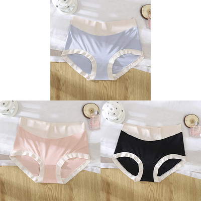 3kom/pak. Seksi žensko donje rublje od ledene svile u kontrastu boja Bešavne ženske gaćice Donje gaće Ženske gaćice visokog struka Ženske gaćice