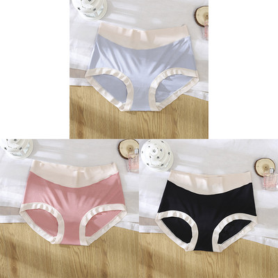 3kom/pak. Seksi žensko donje rublje od ledene svile u kontrastu boja Bešavne ženske gaćice Donje gaće Ženske gaćice visokog struka Ženske gaćice