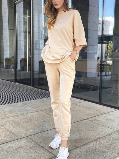 Ljetno žensko odijelo 100% pamuk Hlače Klasična odjeća Opušteni oversize dvodijelni komplet Ženska majica i hlače Ležerna trenirka Ženska