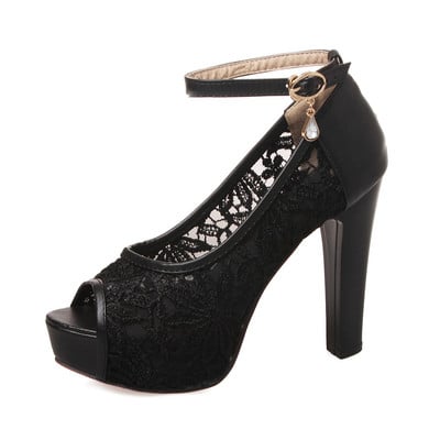 Nėriniai vestuviniai batai Moteris Peep Toe Aukštakulniai Moteriški Batai Platforminiai Kulnai Vasariniai Batai Moteriški batai Aukštakulniai Sandalai tacones mujer