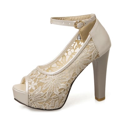 Nėriniai vestuviniai batai Moteris Peep Toe Aukštakulniai Moteriški Batai Platforminiai Kulnai Vasariniai Batai Moteriški batai Aukštakulniai Sandalai tacones mujer