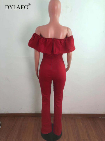 Σέξι μασίφ βολάν Γυναικεία ολόσωμη φόρμα με λεπτή κοντό μανίκια διακοσμητικά κουμπιά Bodycon Rompers Γυναικεία ρούχα για γυναίκες