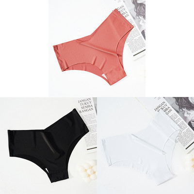 3Pcs/set bešavne gaćice za žene Ice Silk niskog struka Rastezljivo donje rublje Udobno seksi žensko jednobojno donje rublje