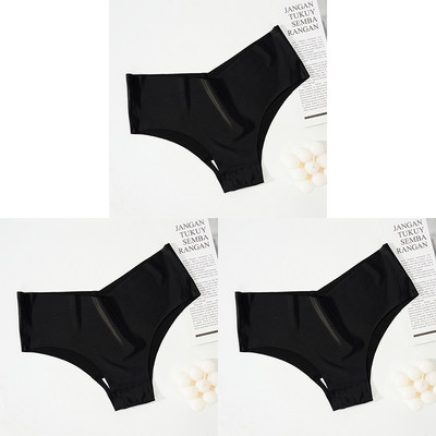 3Pcs/set bešavne gaćice za žene Ice Silk niskog struka Rastezljivo donje rublje Udobno seksi žensko jednobojno donje rublje