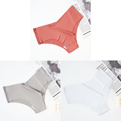 3Pcs/set bešavne gaćice za žene Ice Silk niskog struka Rastezljivo donje rublje Udobno seksi žensko jednobojno donje rublje