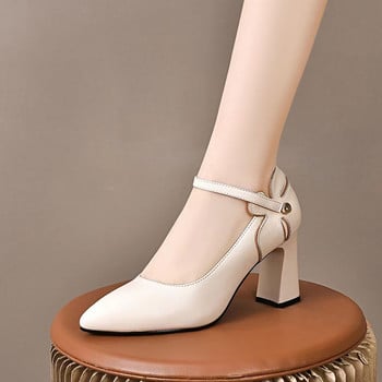 Нови дамски обувки с високи токчета, помпи с остри пръсти, каишка на глезена с възел на пеперуда tacones mujer Дамски обувки Пролет Есен 1334N