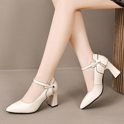 Noi pantofi de rochie pentru femei cu toc înalt Pompe cu vârf ascuțit cu nod fluture curea la gleznă tacones mujer pantofi pentru femei primăvară toamnă 1334N