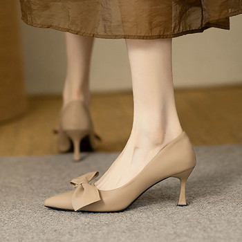 New Style Γυναικεία Παπούτσια με Μυτερή Βάρκα Παπούτσια με ψηλά τακούνια με κόμπους πεταλούδας Γυναικεία γυναικεία παπούτσια Stilettos για το φθινόπωρο 1035N