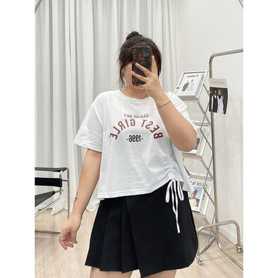 Ljeto 2023. Nova prevelika majica kratkih rukava s okruglim izrezom Ženske kratke rukave s ispisom slova Labavi ležerni puloveri u korejskom stilu