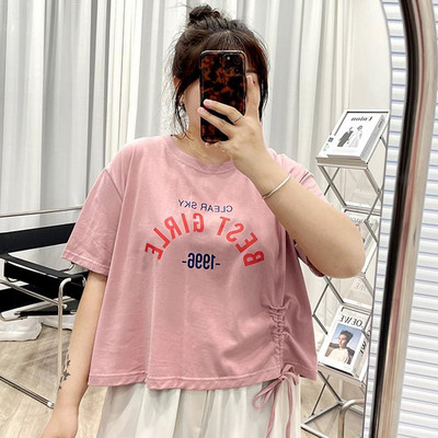 Ljeto 2023. Nova prevelika majica kratkih rukava s okruglim izrezom Ženske kratke rukave s ispisom slova Labavi ležerni puloveri u korejskom stilu