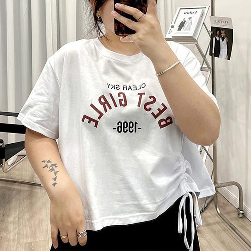 Ljeto 2023. Nova prevelika majica kratkih rukava s okruglim izrezom Ženske kratke rukave s ispisom slova Labavi ležerni puloveri u korejskom stilu