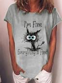 Tricou cu mânecă scurtă, 5XL, cu imprimeu de pisici Kawaii 3D, tricou cu mânecă scurtă, cu decolteu mare