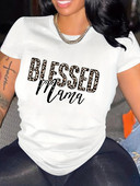 Dámske ležérne tričko pre väčšie veľkosti, leopardí vzor s krátkym rukávom a okrúhlym výstrihom, stredne strečové