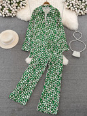 Proljeće, žene Ležerno slobodno odijelo s cvjetnim hlačama Elegantne majice Majice Hlače širokih nogavica 2 komada Ženska modna blagdanska trenirka