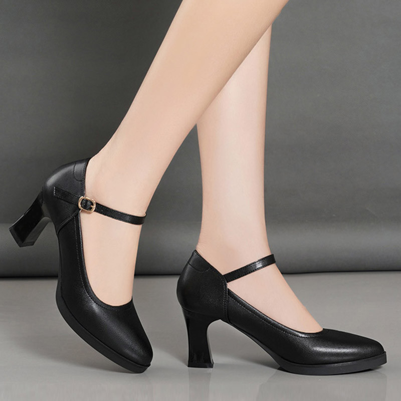 Női Bokapántos szivattyúk Magassarkú Ol Office Női Cipők Hegyes orrú Mary Jane Cipők Alap pumpák Munkacipő Tavaszi Ősz 9629N