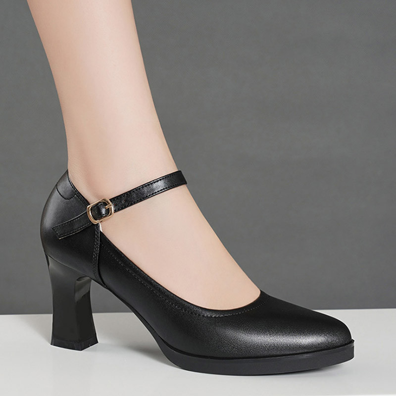 Női Bokapántos szivattyúk Magassarkú Ol Office Női Cipők Hegyes orrú Mary Jane Cipők Alap pumpák Munkacipő Tavaszi Ősz 9629N