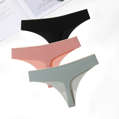 FallSweet 3 ks/sada! Bezšvové tangá, sexy tangá, spodná bielizeň pre ženy, ľadovo hodvábne dámske spodné prádlo s T-back nohavičky, veľkosť ML XL