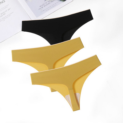 FallSweet 3 ks/sada! Bezšvové tangá, sexy tangá, spodná bielizeň pre ženy, ľadovo hodvábne dámske spodné prádlo s T-back nohavičky, veľkosť ML XL