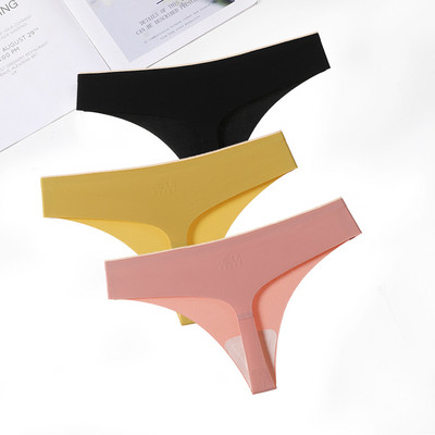 FallSweet 3 ks/sada! Bezšvové tangá, sexy tangá, spodná bielizeň pre ženy, ľadovo hodvábne dámske spodné prádlo s T-back nohavičky, veľkosť ML XL