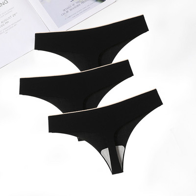FallSweet 3 ks/sada! Bezšvové tangá, sexy tangá, spodná bielizeň pre ženy, ľadovo hodvábne dámske spodné prádlo s T-back nohavičky, veľkosť ML XL