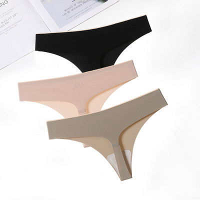FallSweet 3 ks/sada! Bezšvové tangá, sexy tangá, spodná bielizeň pre ženy, ľadovo hodvábne dámske spodné prádlo s T-back nohavičky, veľkosť ML XL