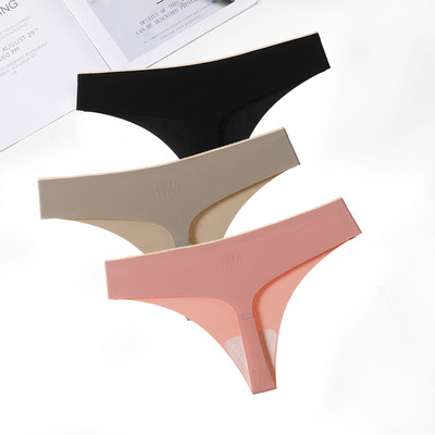 FallSweet 3 ks/sada! Bezšvové tangá, sexy tangá, spodná bielizeň pre ženy, ľadovo hodvábne dámske spodné prádlo s T-back nohavičky, veľkosť ML XL