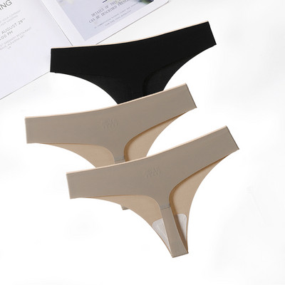 FallSweet 3 ks/sada! Bezšvové tangá, sexy tangá, spodná bielizeň pre ženy, ľadovo hodvábne dámske spodné prádlo s T-back nohavičky, veľkosť ML XL