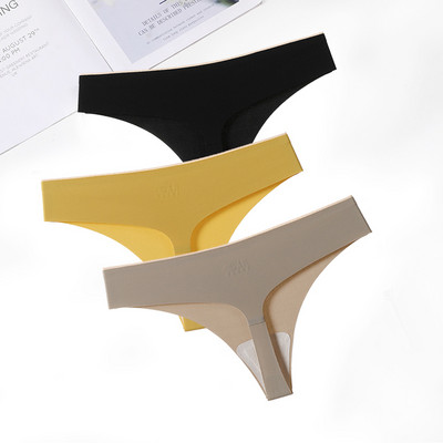 FallSweet 3 ks/sada! Bezšvové tangá, sexy tangá, spodná bielizeň pre ženy, ľadovo hodvábne dámske spodné prádlo s T-back nohavičky, veľkosť ML XL