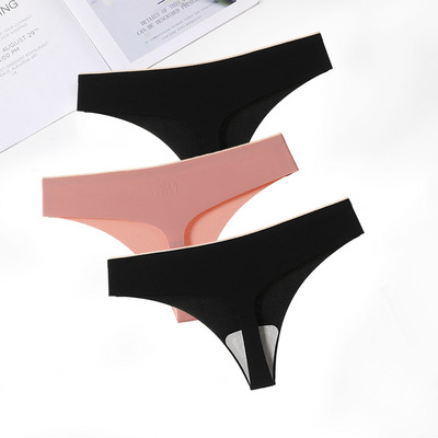 FallSweet 3 ks/sada! Bezšvové tangá, sexy tangá, spodná bielizeň pre ženy, ľadovo hodvábne dámske spodné prádlo s T-back nohavičky, veľkosť ML XL