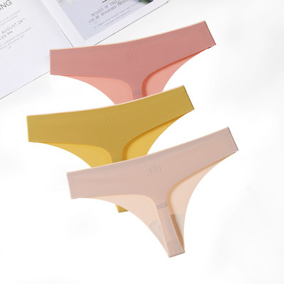 FallSweet 3 ks/sada! Bezšvové tangá, sexy tangá, spodná bielizeň pre ženy, ľadovo hodvábne dámske spodné prádlo s T-back nohavičky, veľkosť ML XL