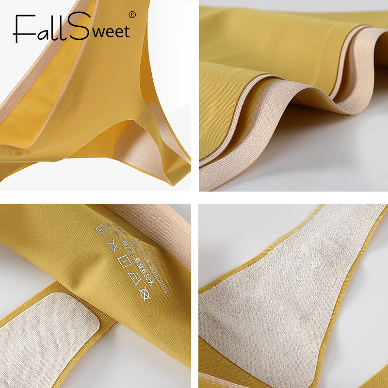 FallSweet 3 ks/sada! Bezšvové tangá, sexy tangá, spodná bielizeň pre ženy, ľadovo hodvábne dámske spodné prádlo s T-back nohavičky, veľkosť ML XL