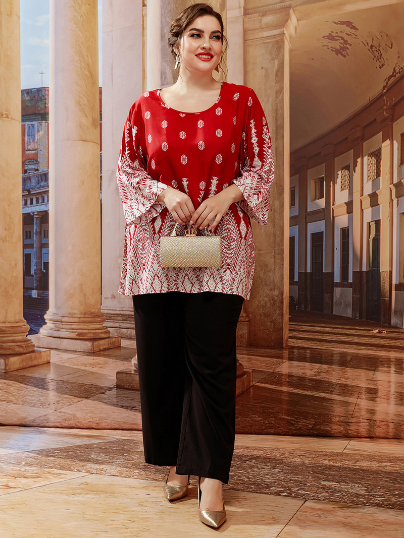 5XL didesnio dydžio moteriški marškinėliai 2022 m. vasaros moteriški ilgomis rankovėmis geometriniais raštais laisvalaikio palaidinės marškinėliai Laisvi negabaritinių viršūnių