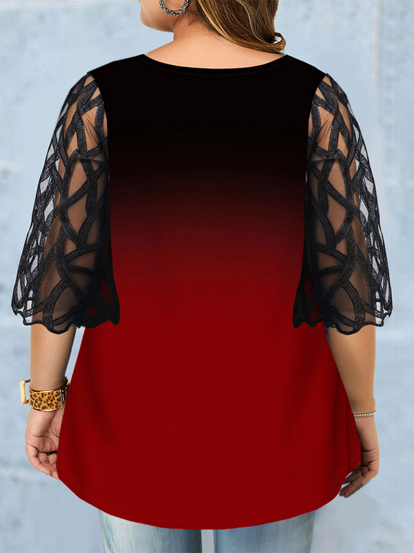 2023. Ženske majice s printom božićnog drvca s okruglim izrezom i rukavima 3/4 rukava veće veličine 1XL-6XL