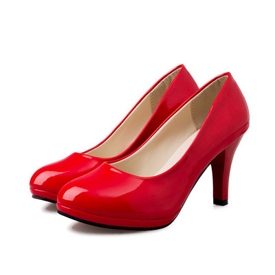 Dámske svadobné topánky, lakované kožené, vysoké podpätky, lodičky, elegantné kancelárske topánky, lodičky, zapatos mujer 6072